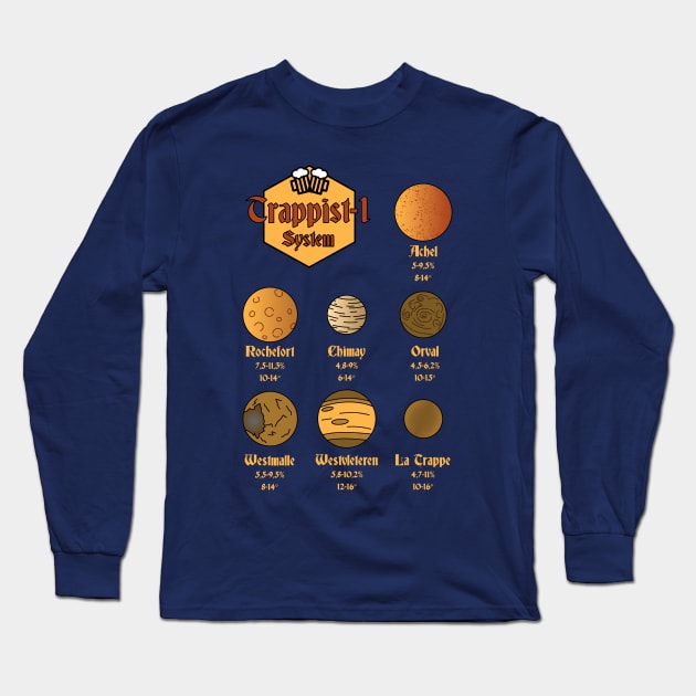 Trappist-1 Beer Long Sleeve T-Shirt by LanfaTees